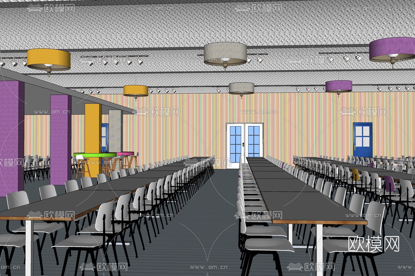 现代快餐店免费su模型下载