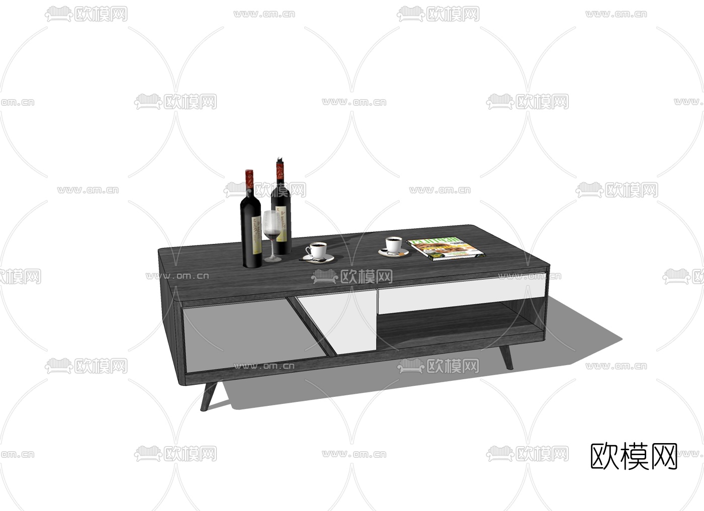 北欧实木茶几su模型下载（渲染图2）