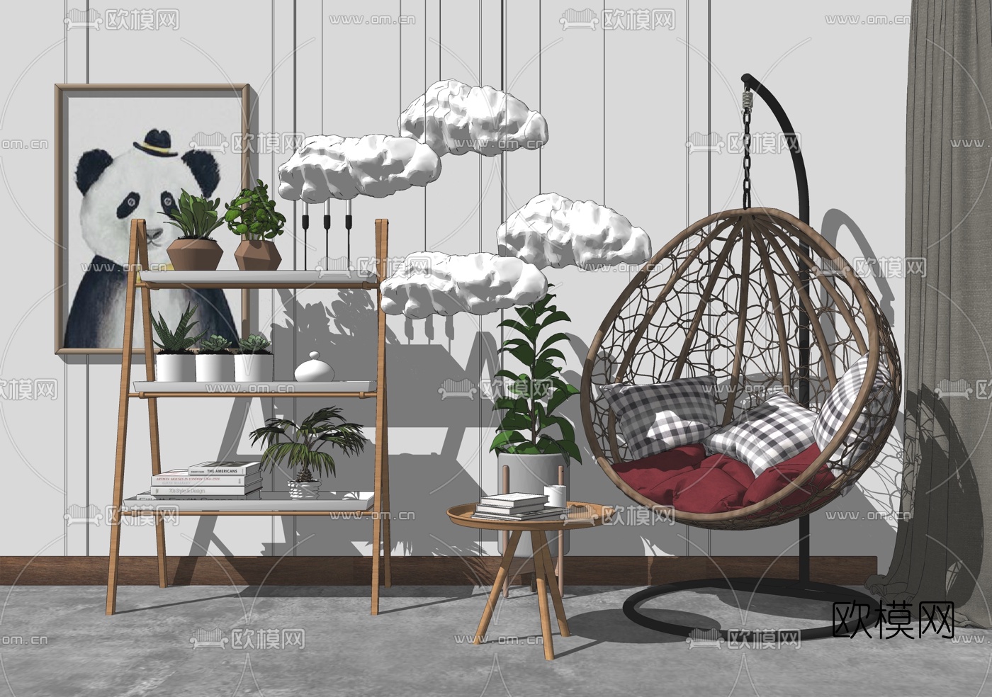 北欧休闲吊椅su模型下载