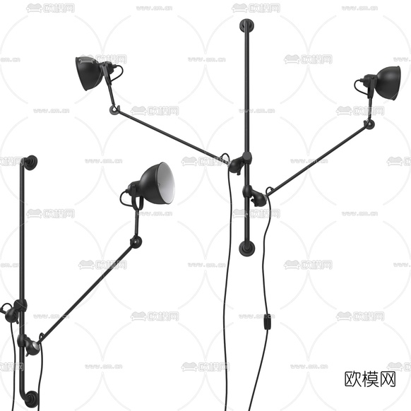 工业风伸缩臂壁灯3d模型下载