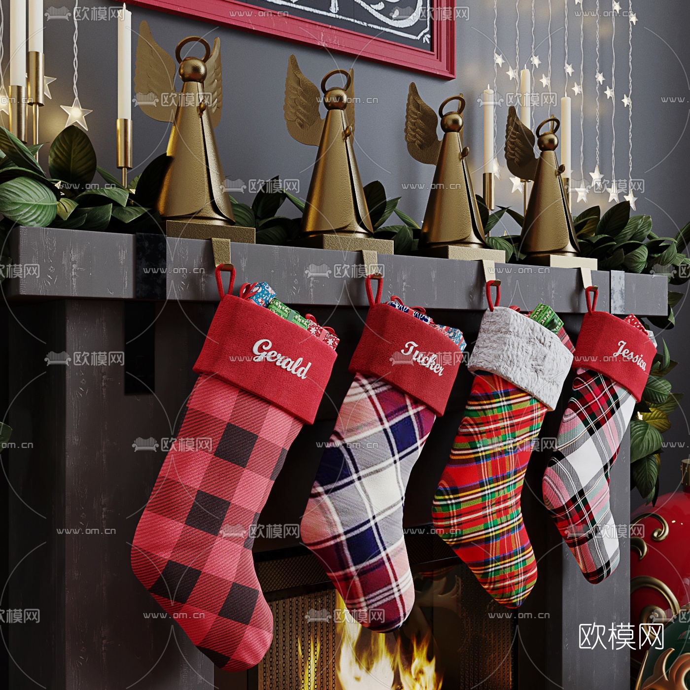 北欧圣诞壁炉3d模型下载（渲染图7）