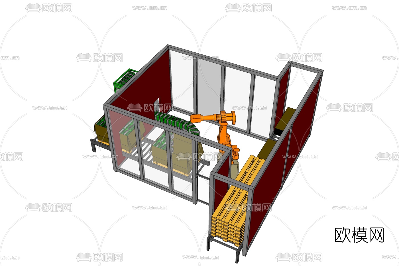 工业风自动装卸车间免费su模型下载