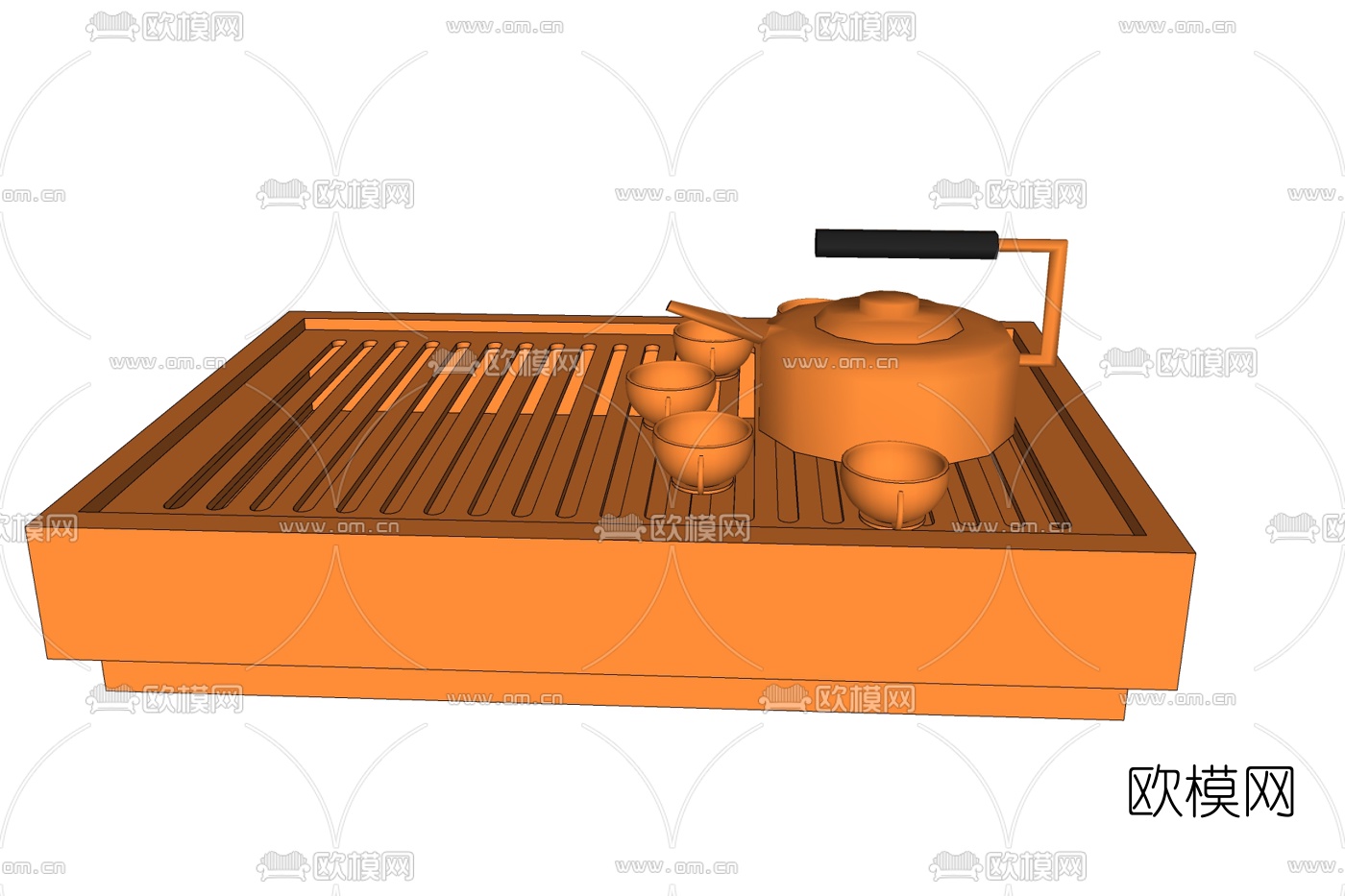 现代茶具免费su模型下载