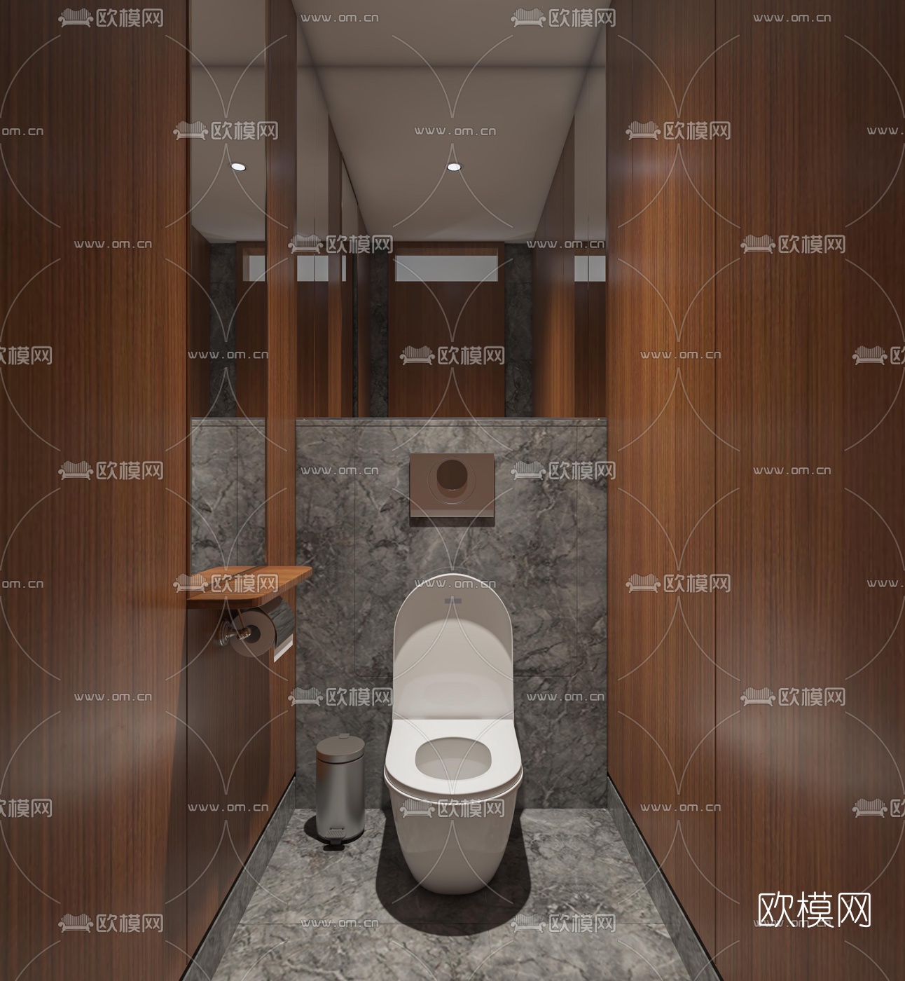 现代公用卫生间3d模型下载（渲染图2）