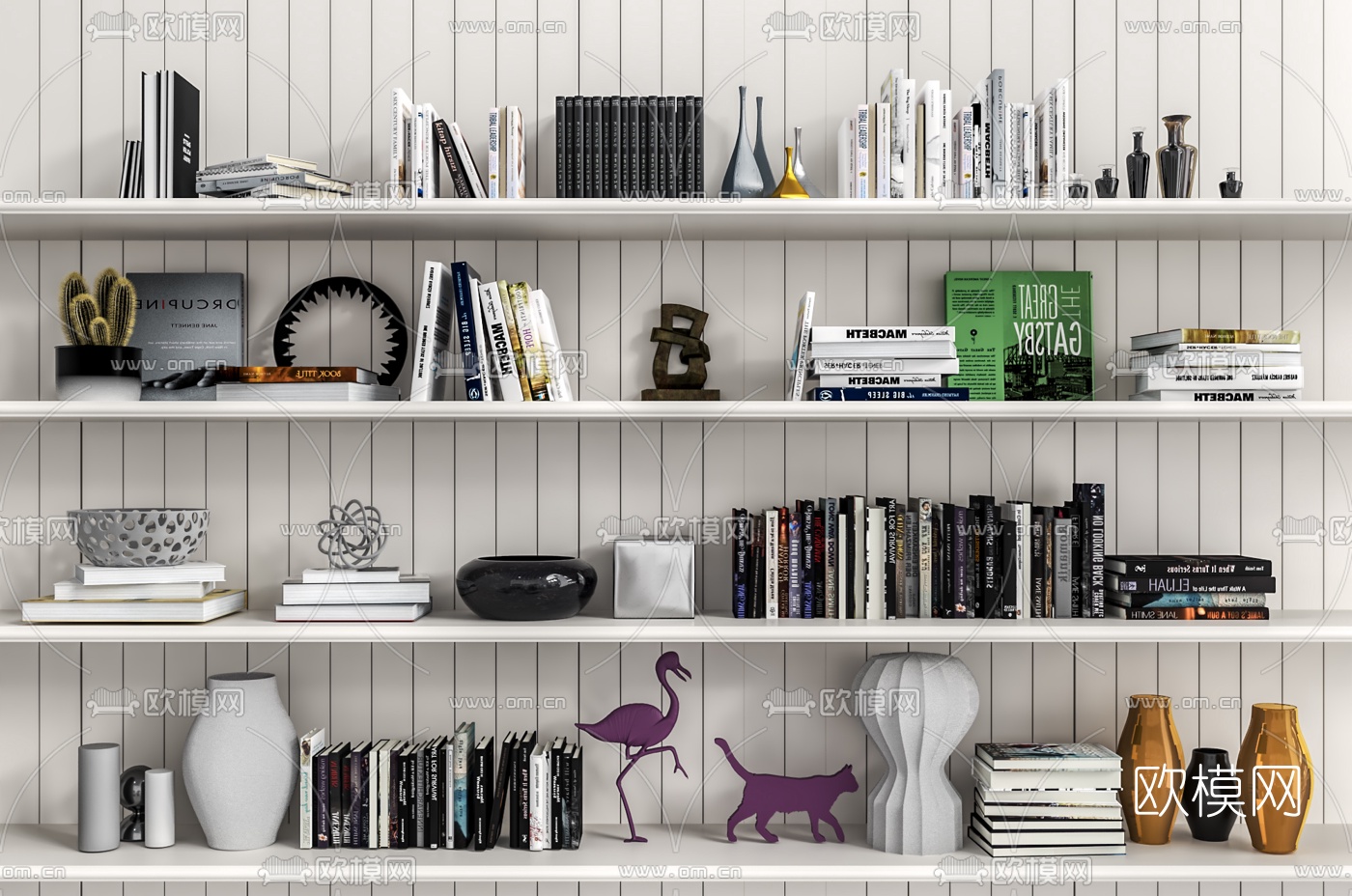 现代书籍饰品摆件组合3d模型下载