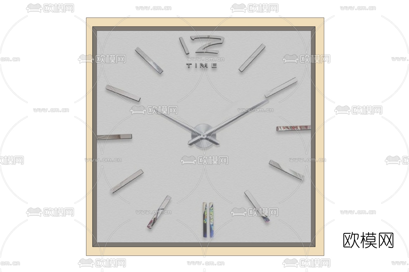 现代方形挂钟免费su模型下载