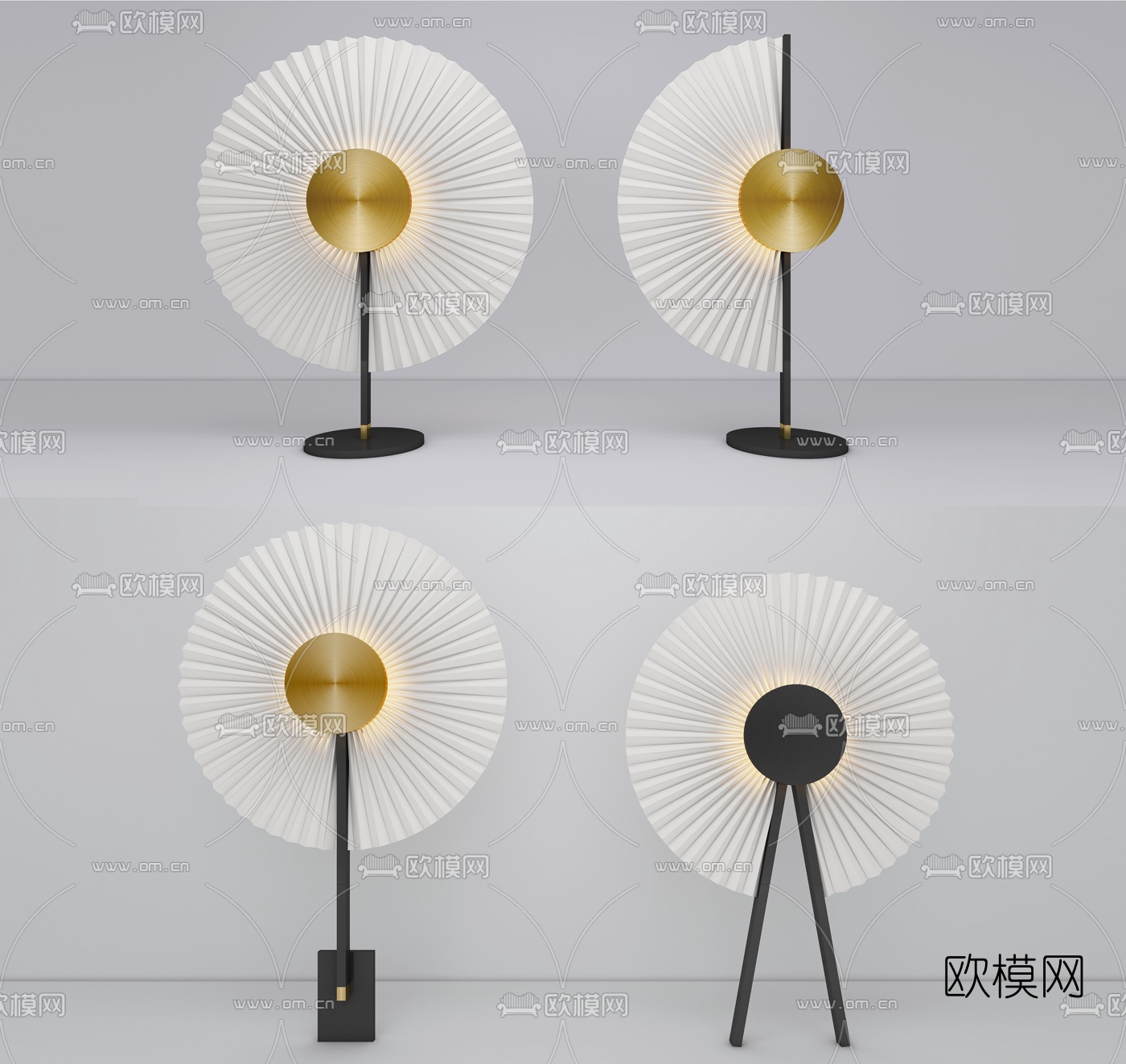 新中式折纸台灯3d模型
