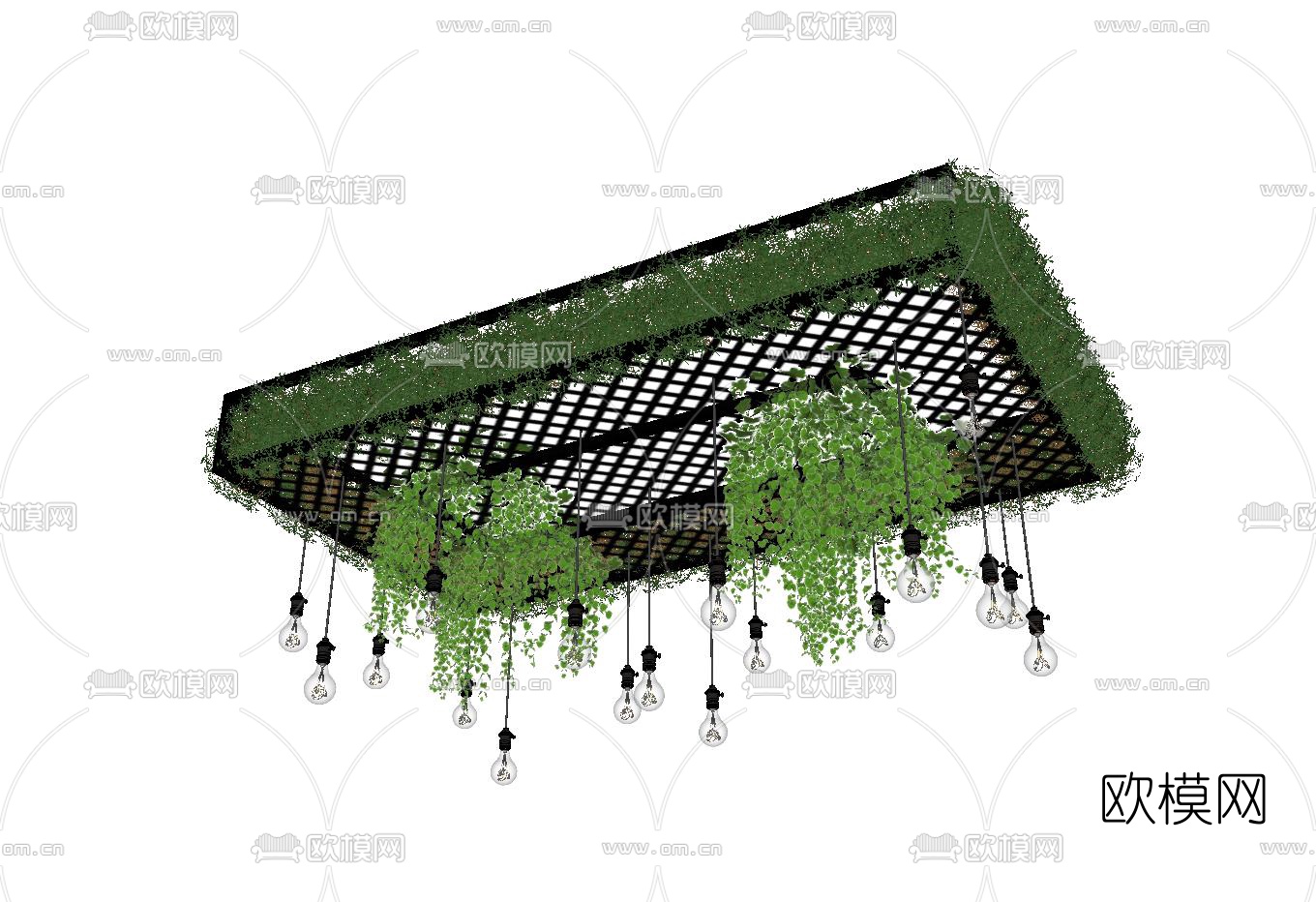 自然风吊灯su模型下载