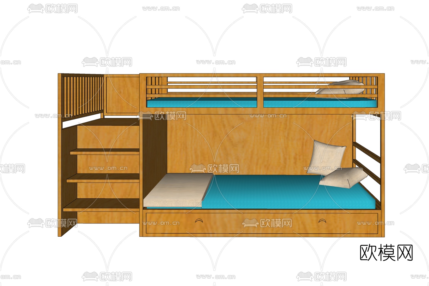 现代儿童上下床免费su模型下载