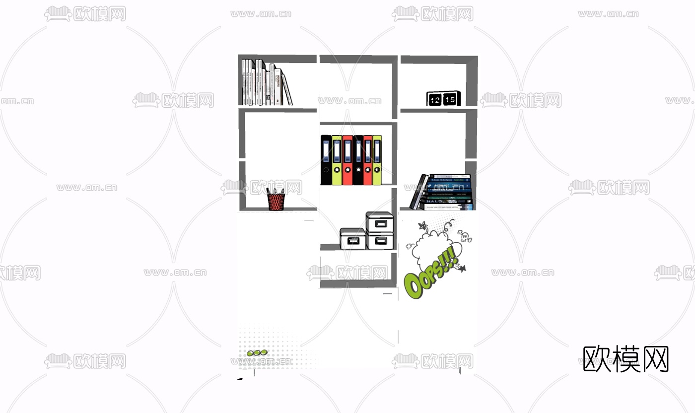 现代实木装饰柜免费su模型下载