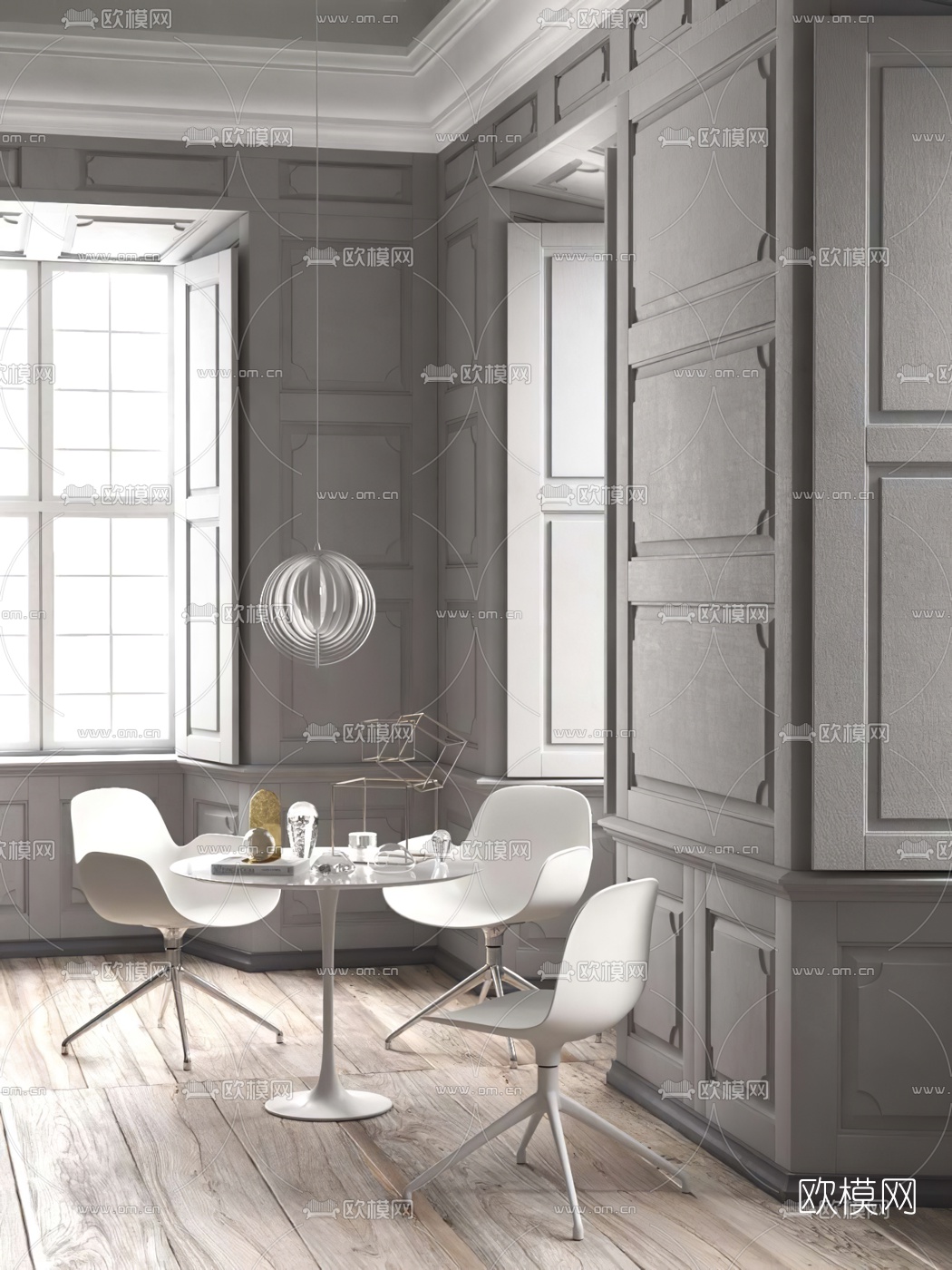 现代圆形休闲桌椅3d模型下载（渲染图4）