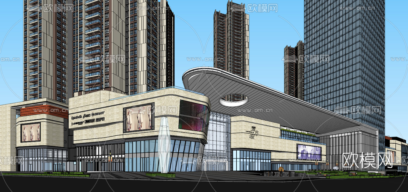 现代商住综合楼su模型