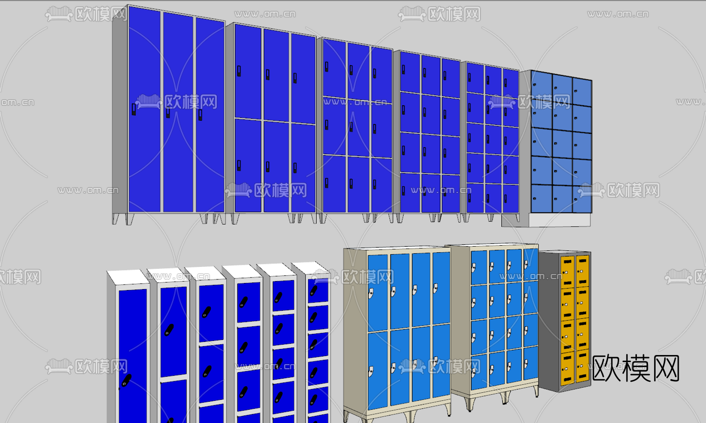 现代超市寄存柜储物柜su模型下载（渲染图2）