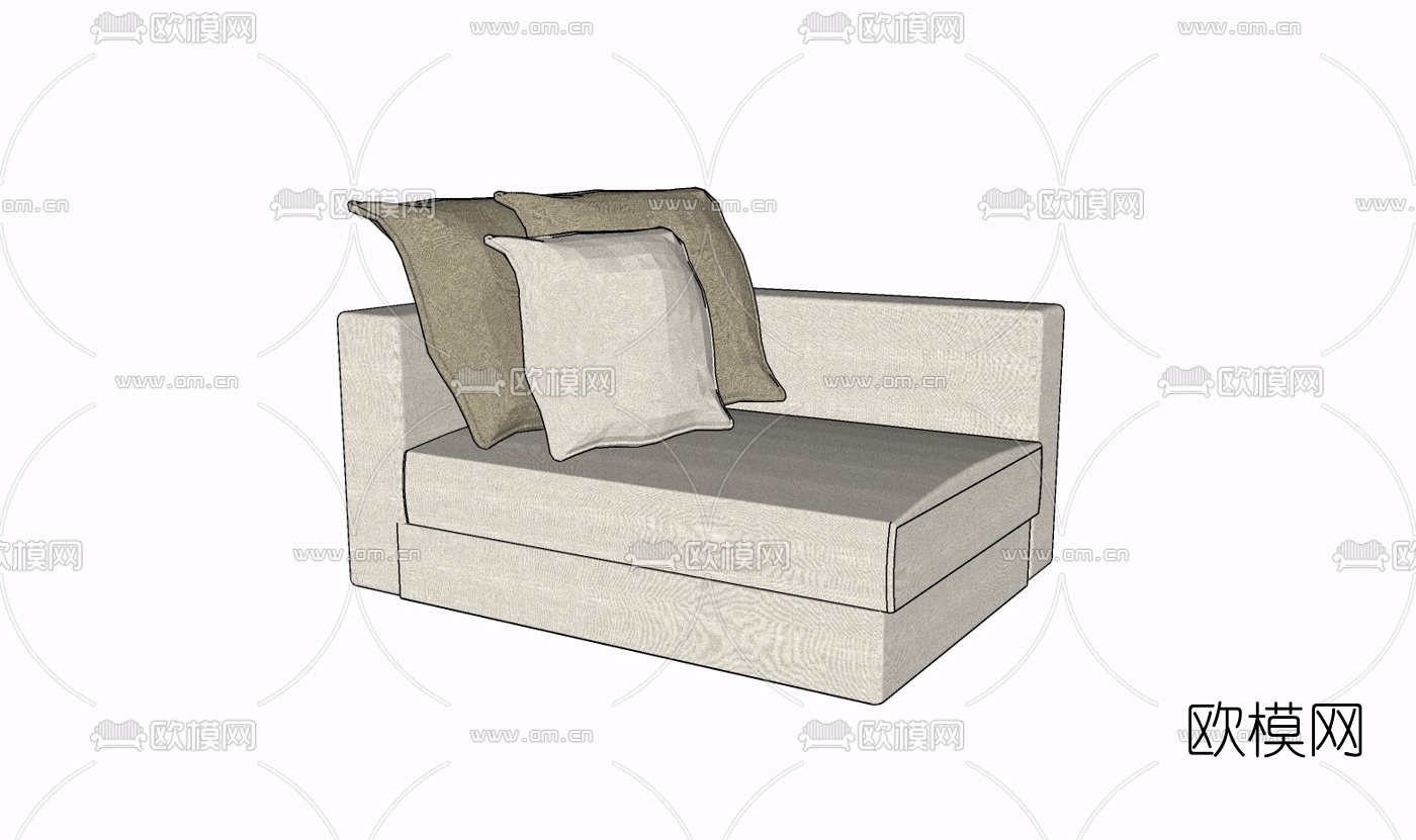现代布艺单人沙发免费su模型下载