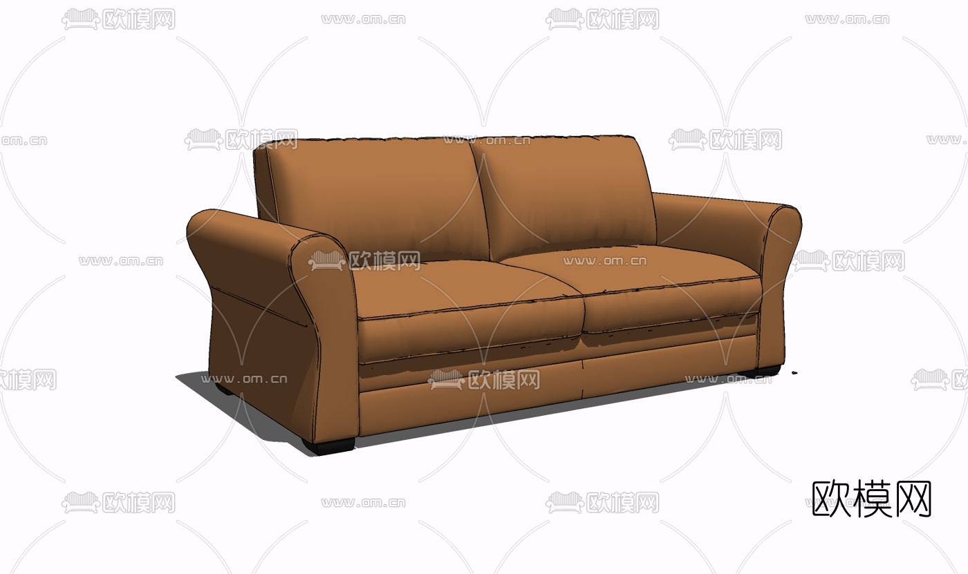 现代布艺双人沙发免费su模型下载