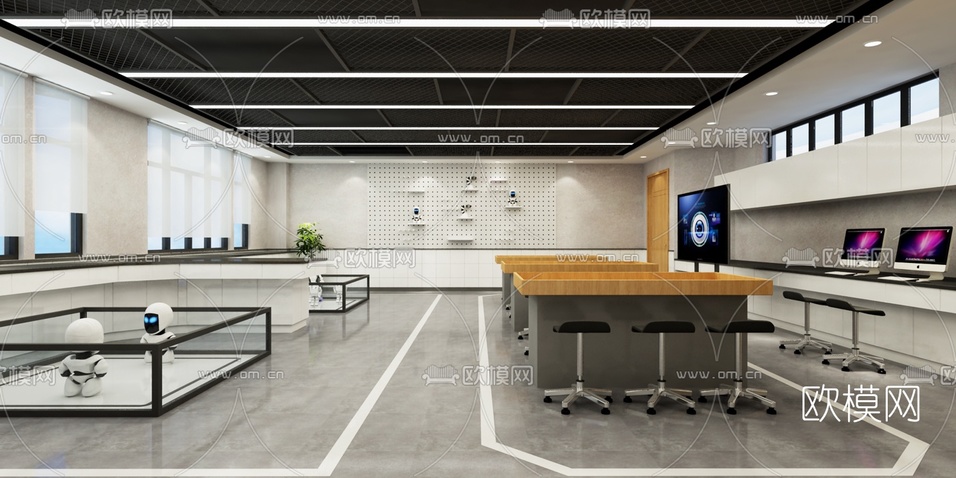 现代机器人培训室3d模型下载(渲染图2)