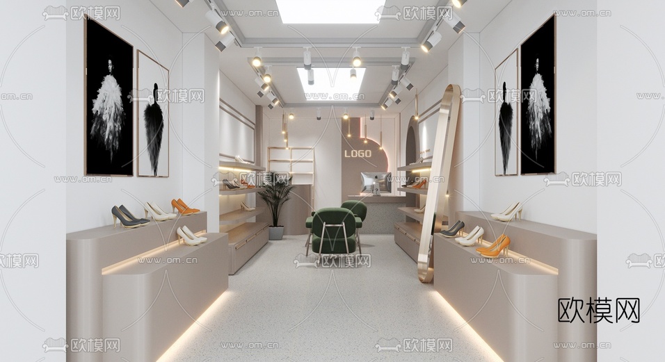 现代女士鞋店3d模型下载(渲染图2)