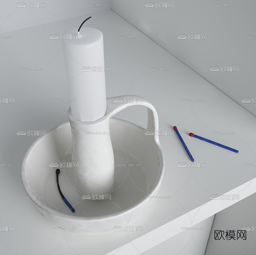 北欧陶瓷摆件3d模型下载（渲染图2）