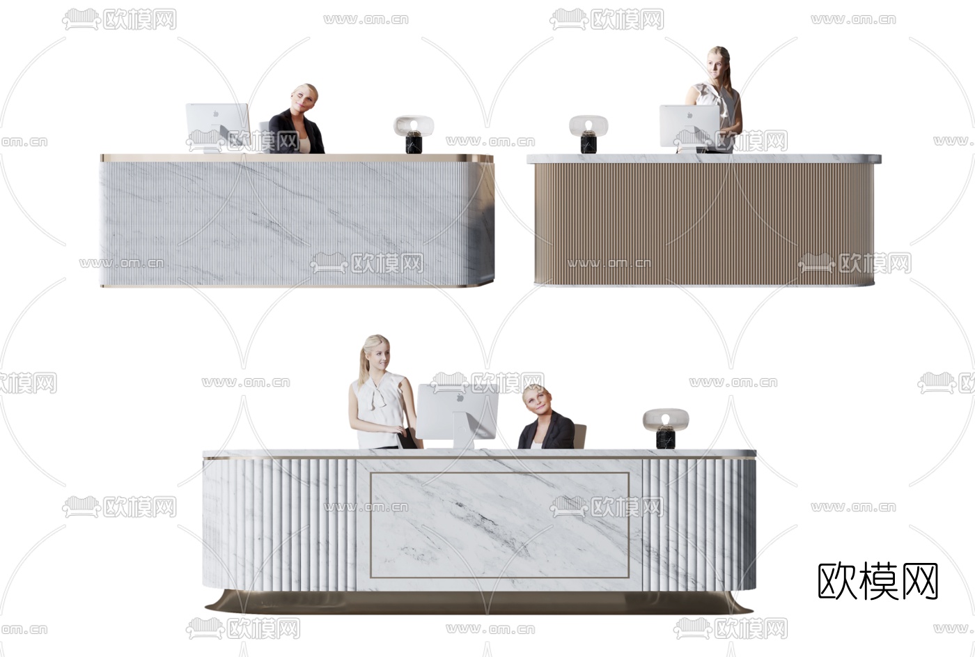现代大理石接待台3d模型下载