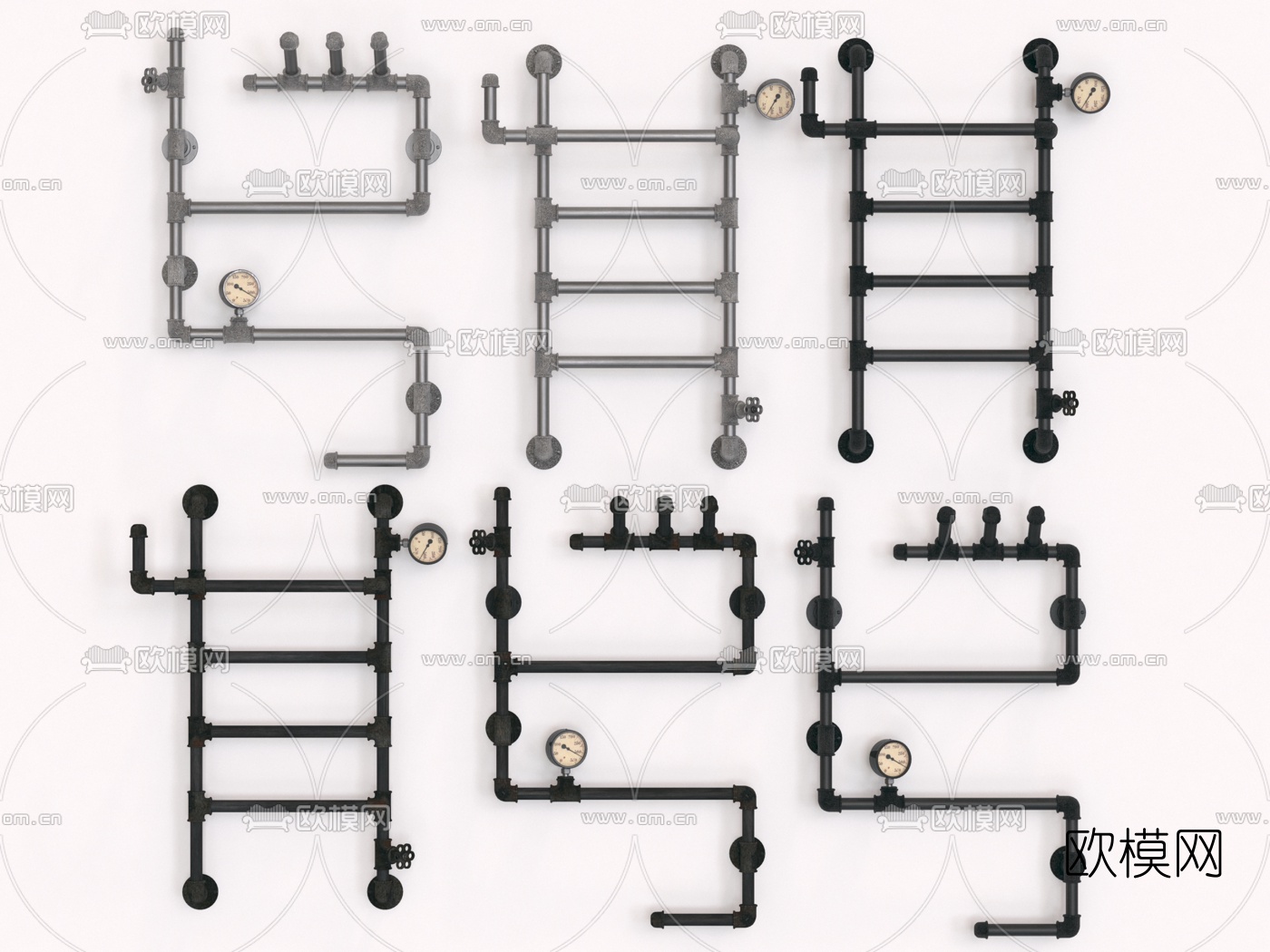 工业风水管管道3d模型下载