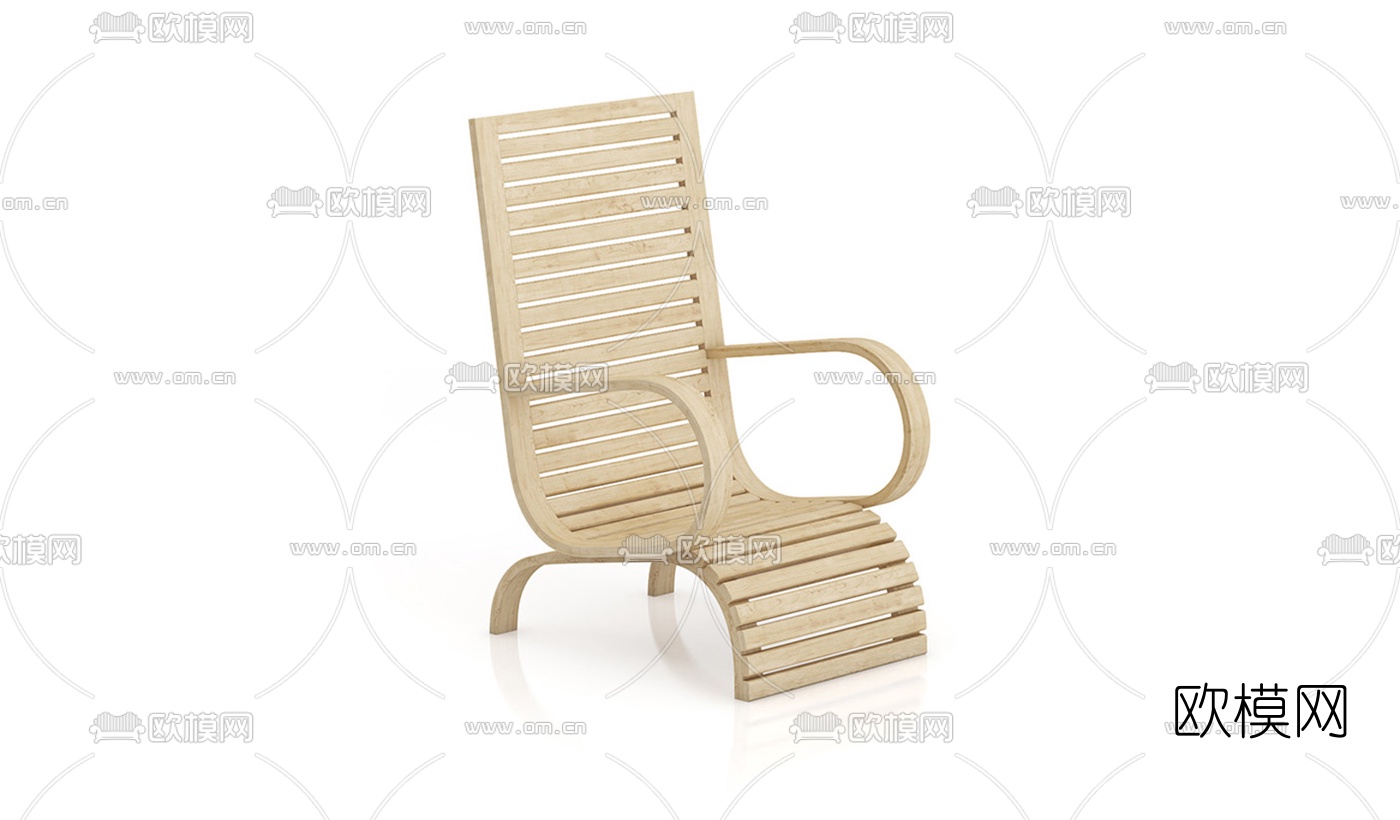 现代实木曲线靠背椅su模型下载