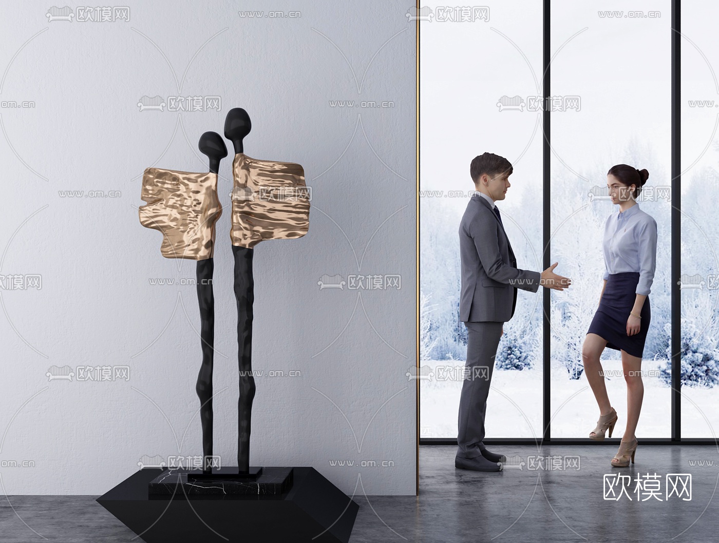 现代艺术雕塑3d模型下载