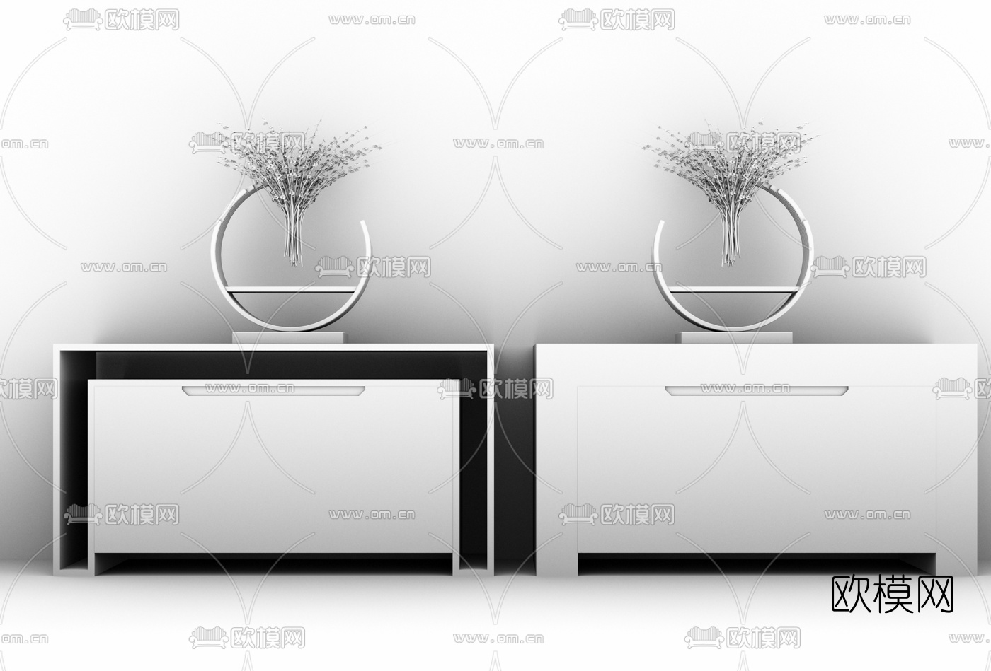 现代实木边柜3d模型