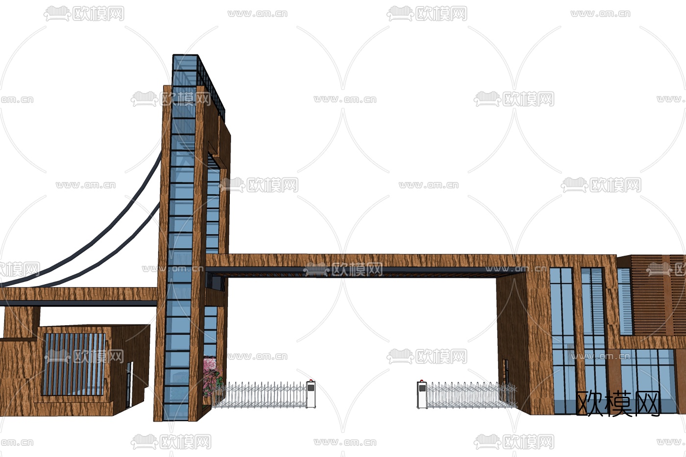 现代小区入户门免费su模型下载