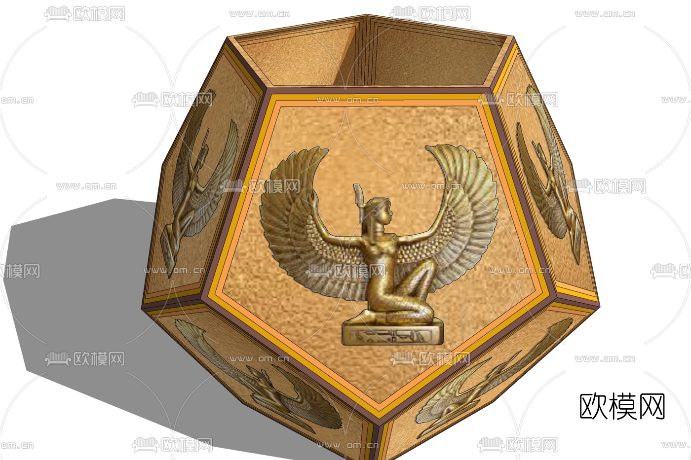 欧式几何浮雕金属罐子免费su模型下载