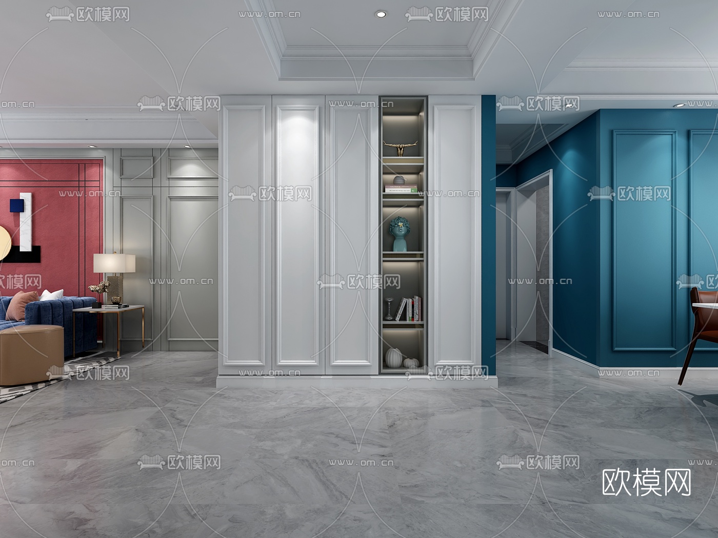 简美客厅餐厅3d模型