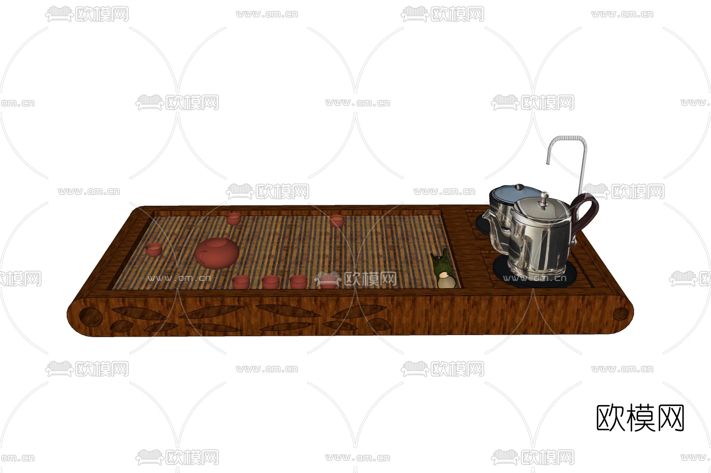 现代茶具组合免费su模型下载