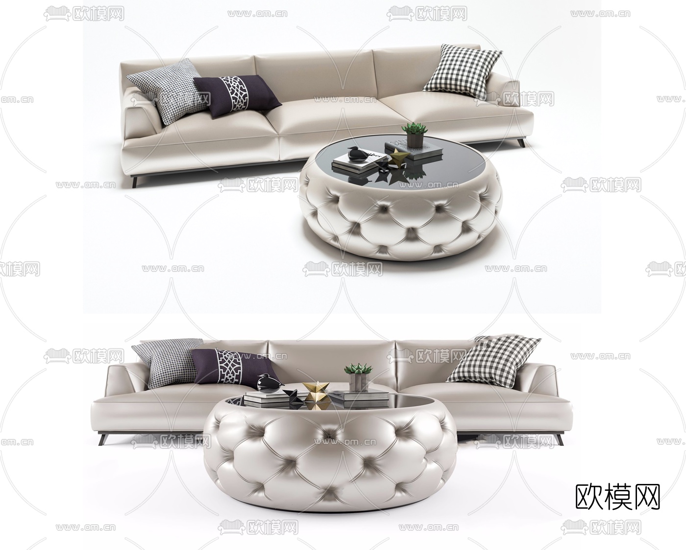 Poliform现代皮革多人沙发3d模型下载