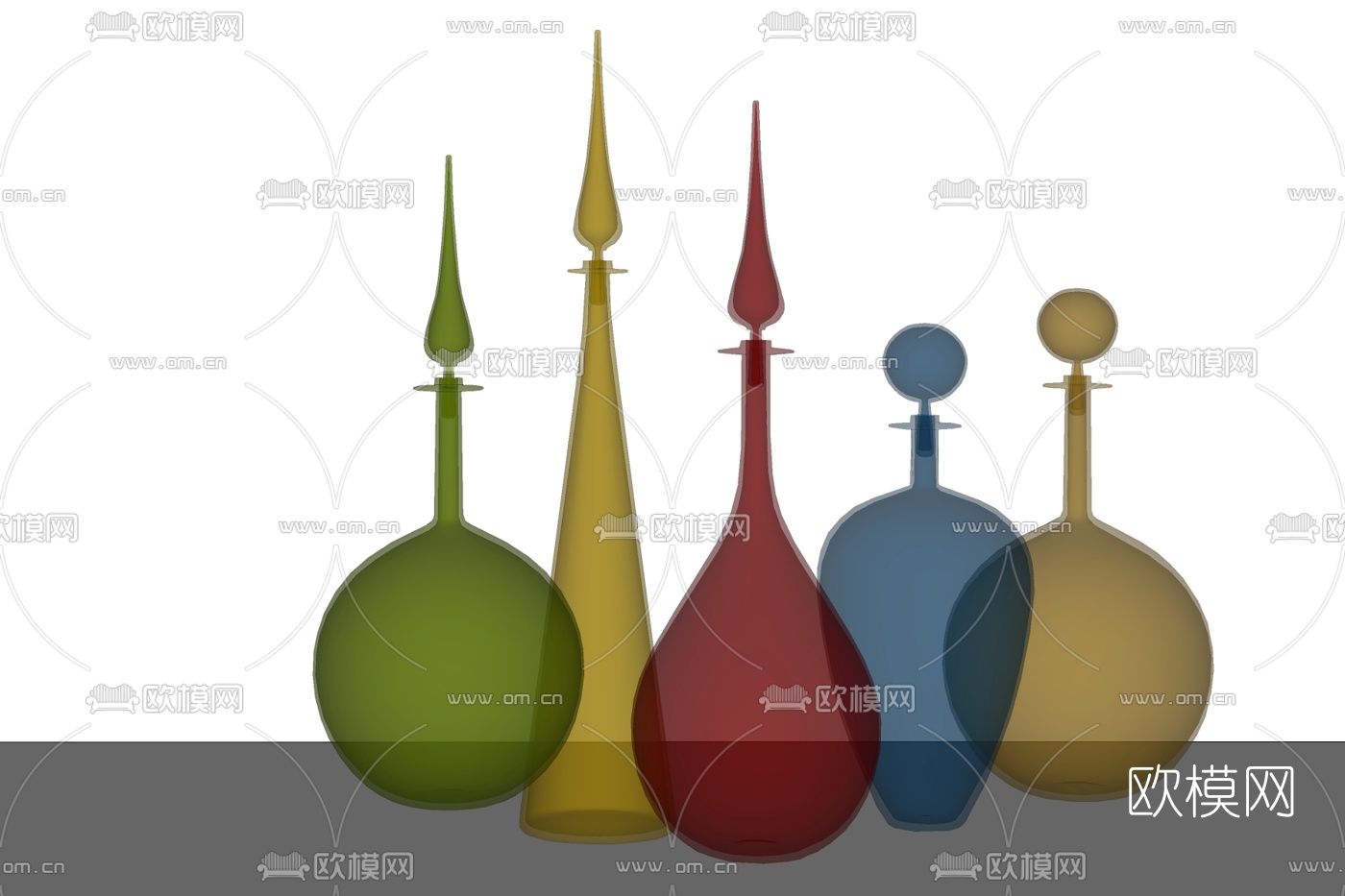 现代陶瓷器皿组合免费su模型下载