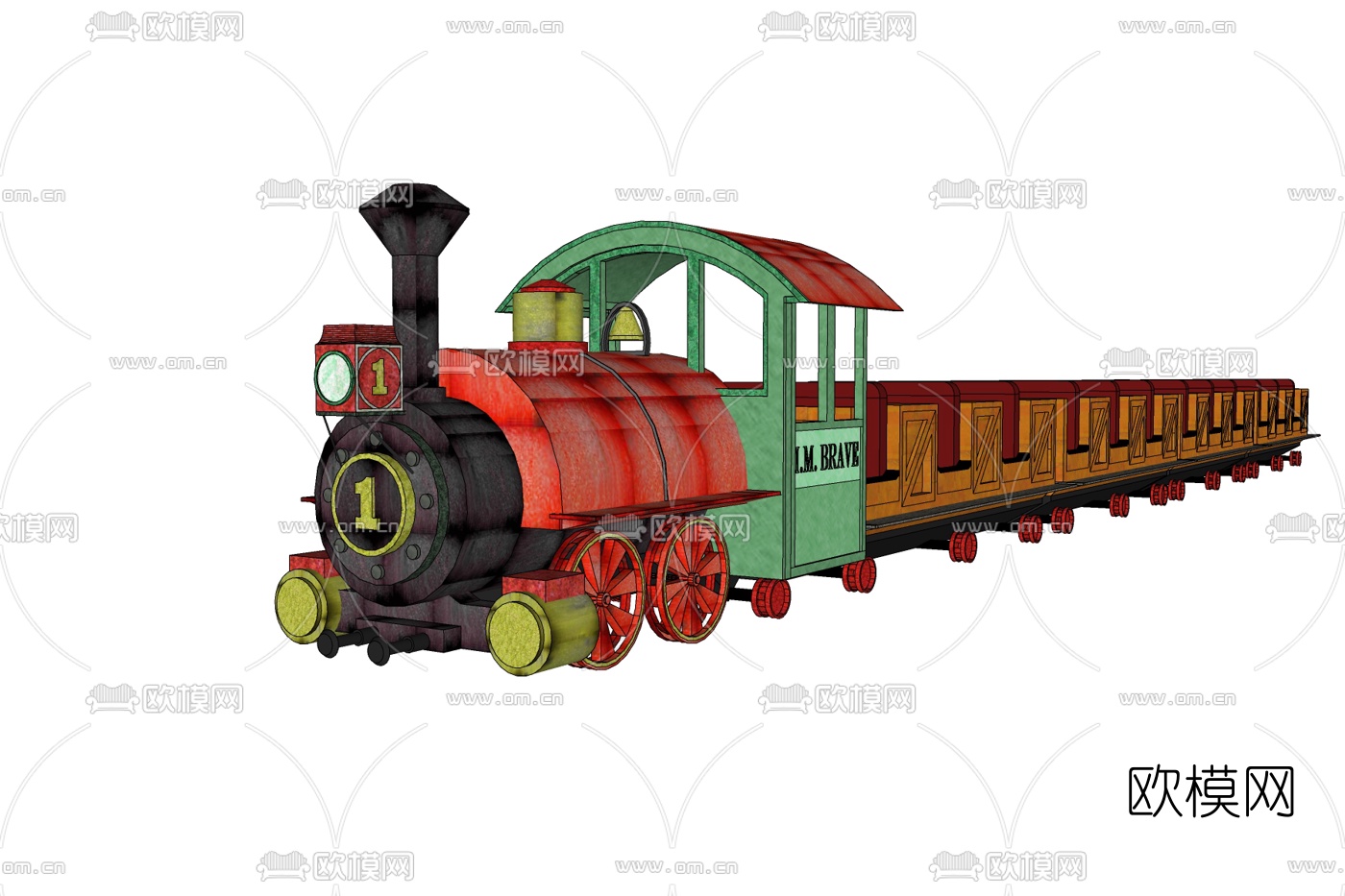 现代蒸汽火车免费su模型下载