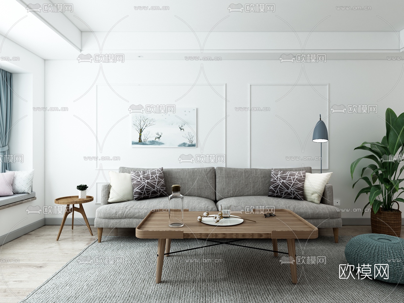 北欧客厅3d模型下载（渲染图1）