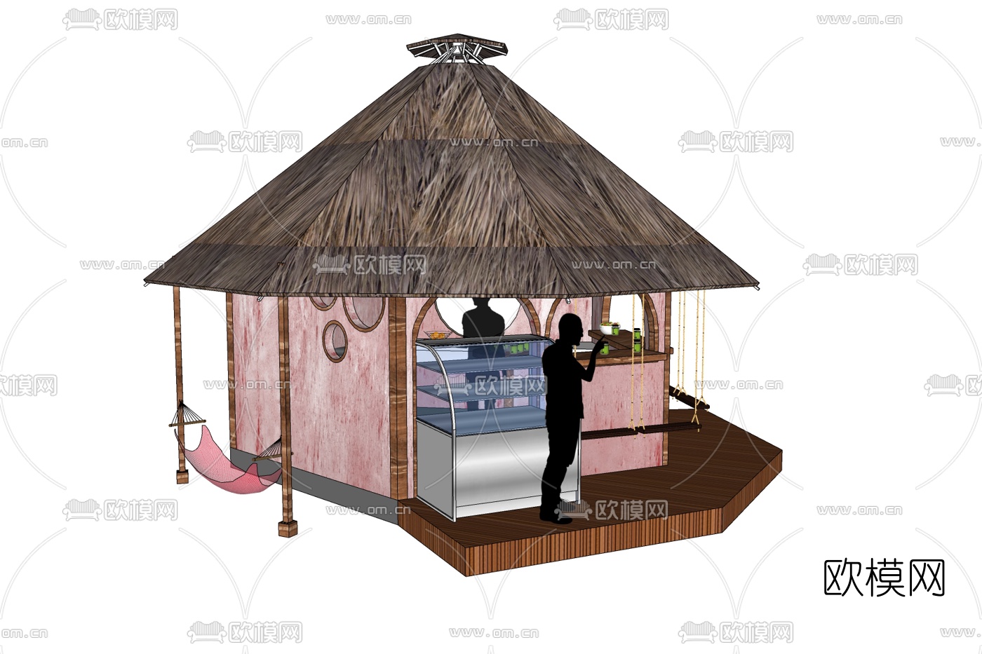 现代奶茶店免费su模型