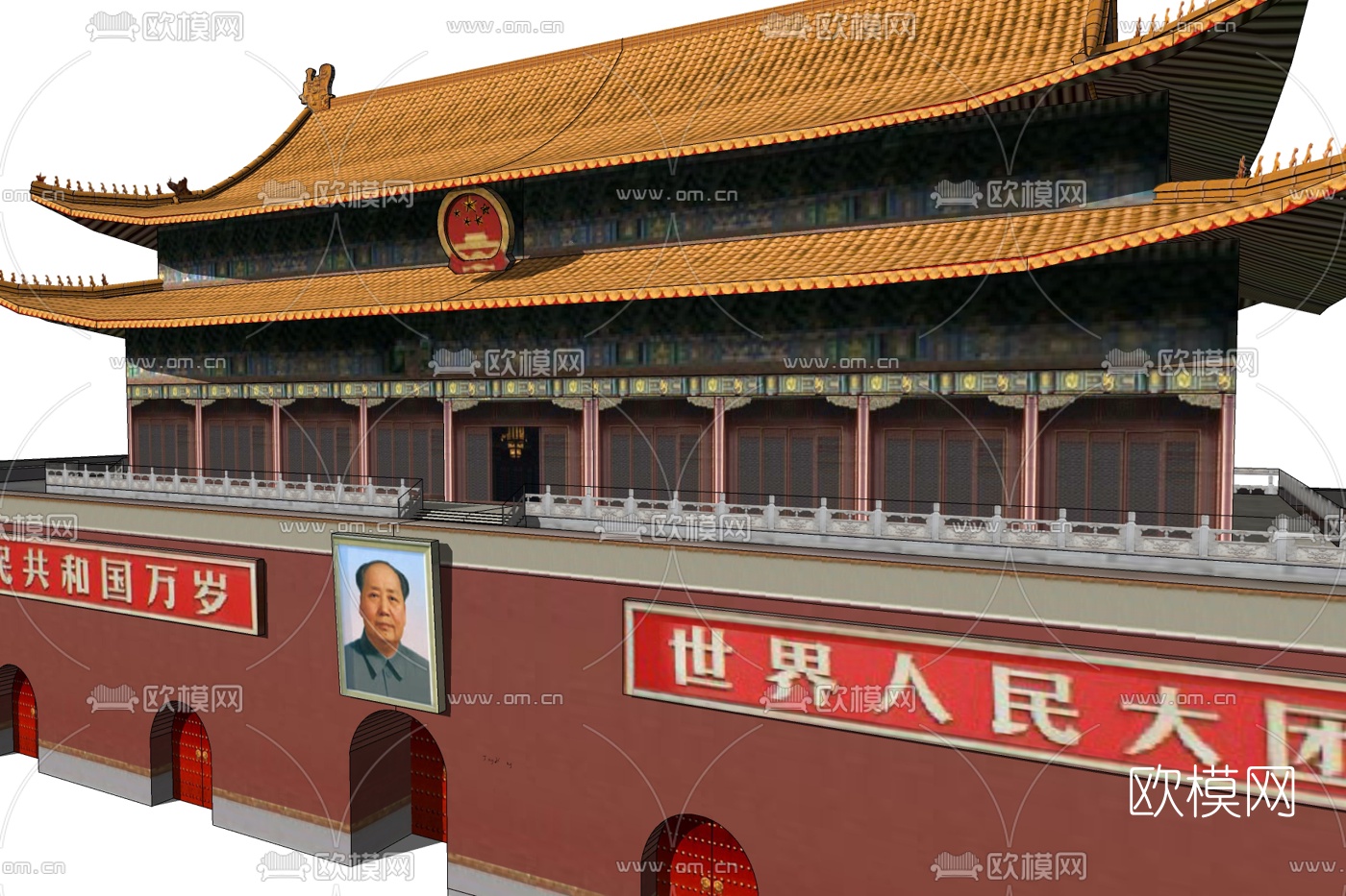 中式天安门外观免费su模型下载
