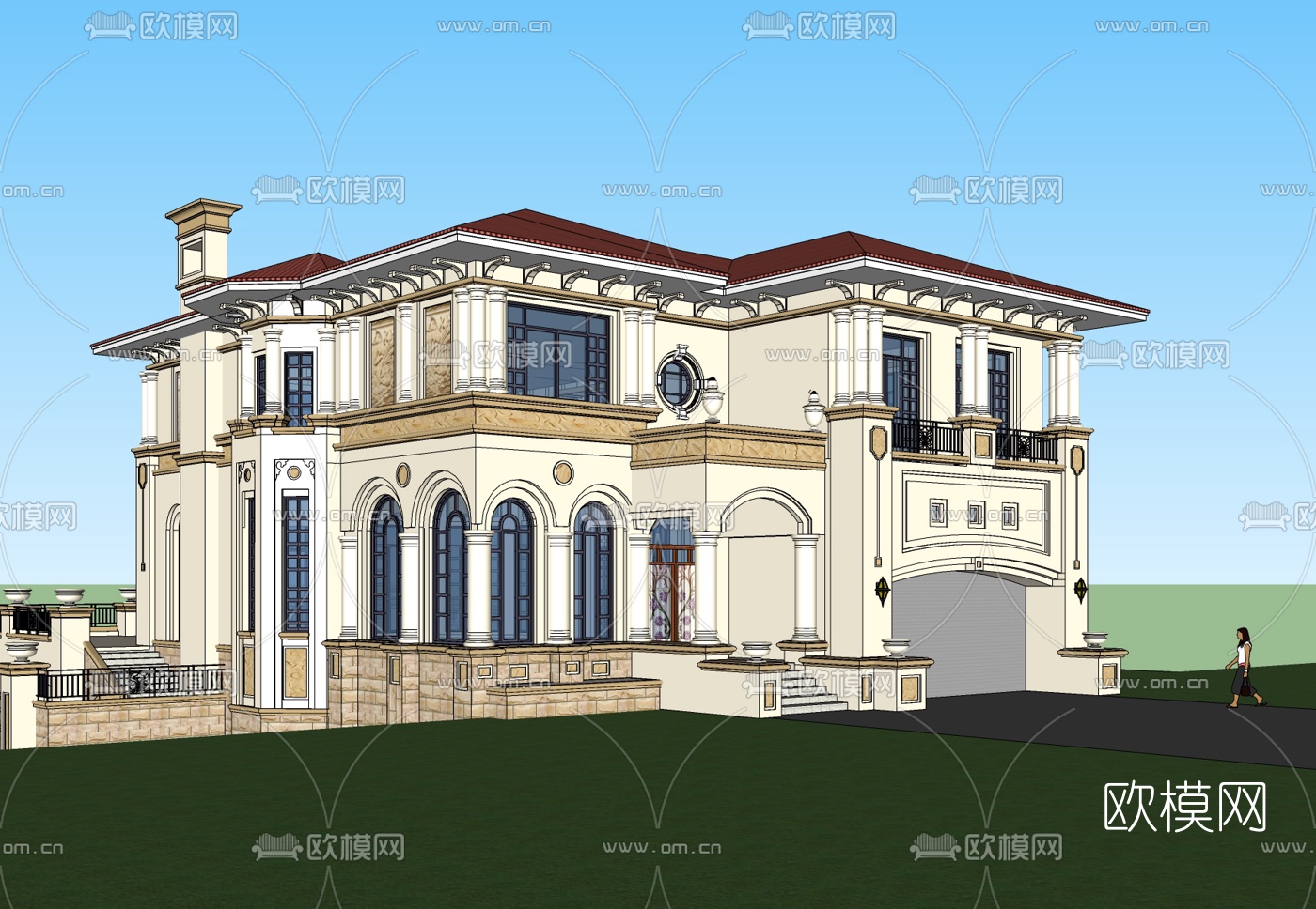 欧式别墅外观免费su模型下载