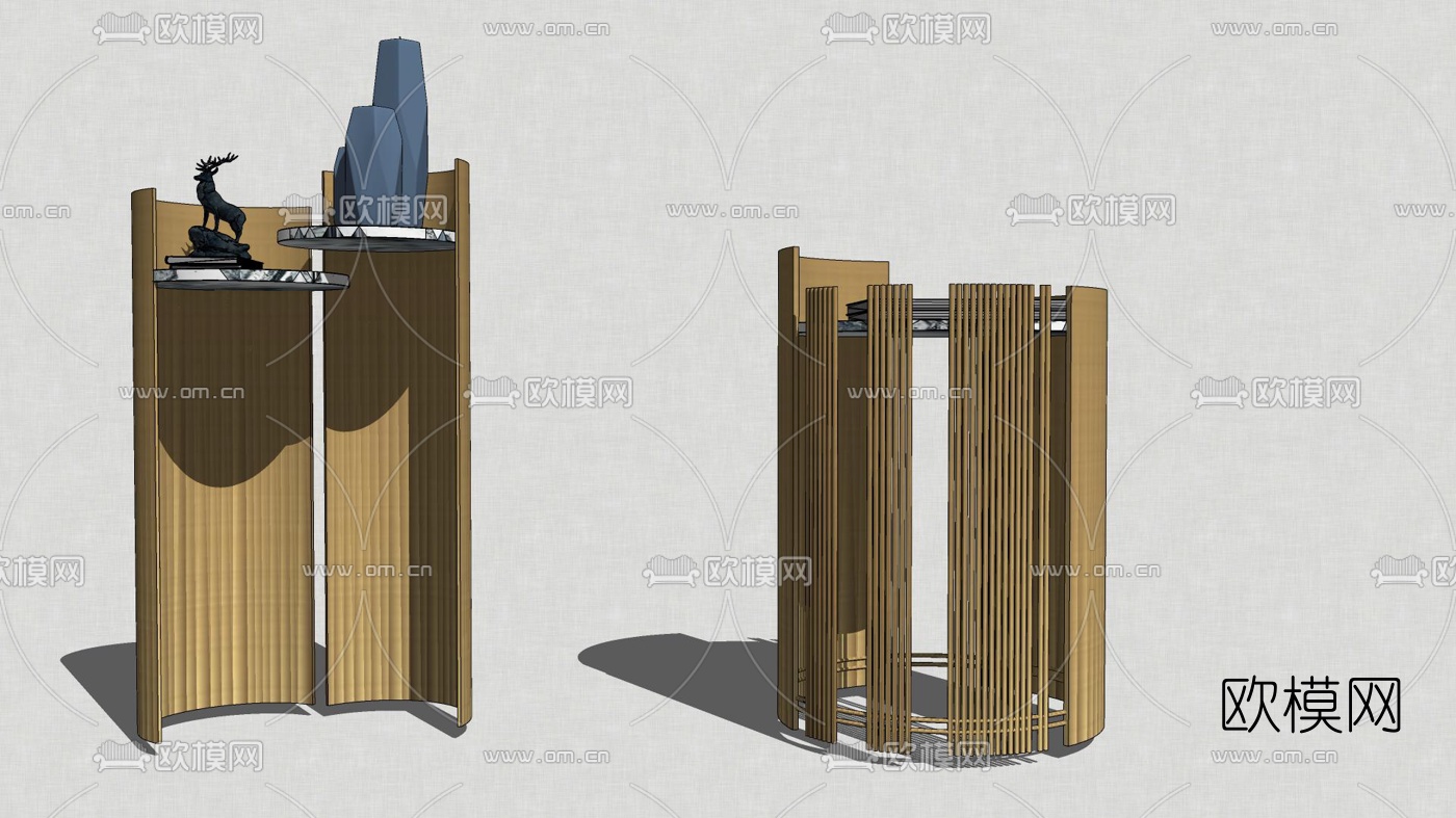 后现代金属圆几su模型下载（渲染图4）