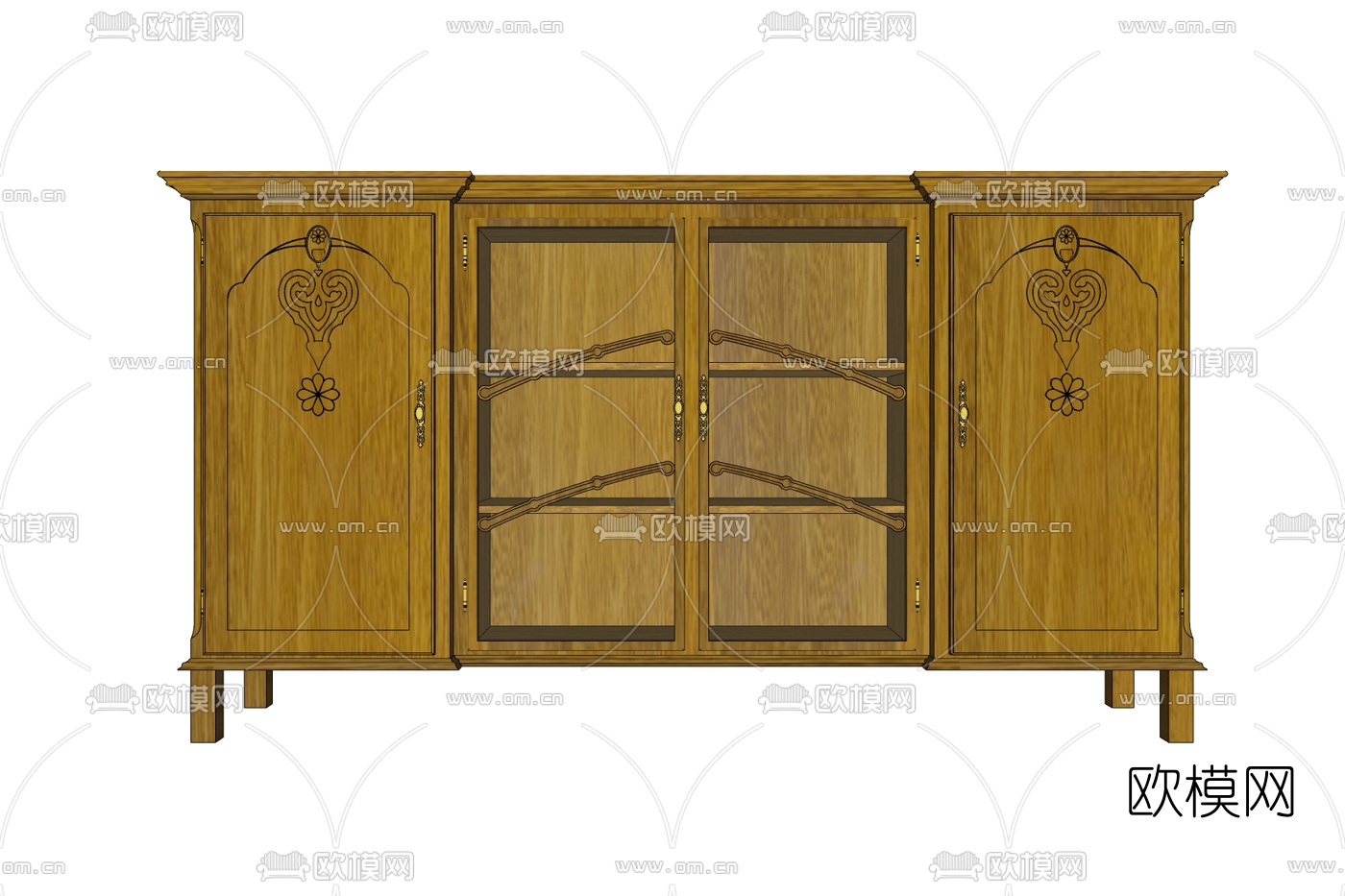 欧式古典餐边柜免费su模型下载