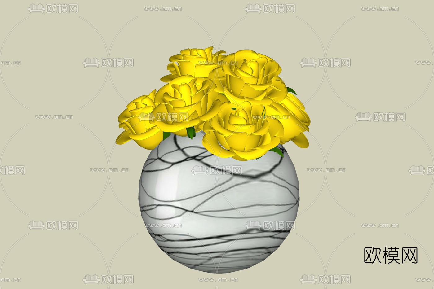 现代花瓶花卉免费su模型下载