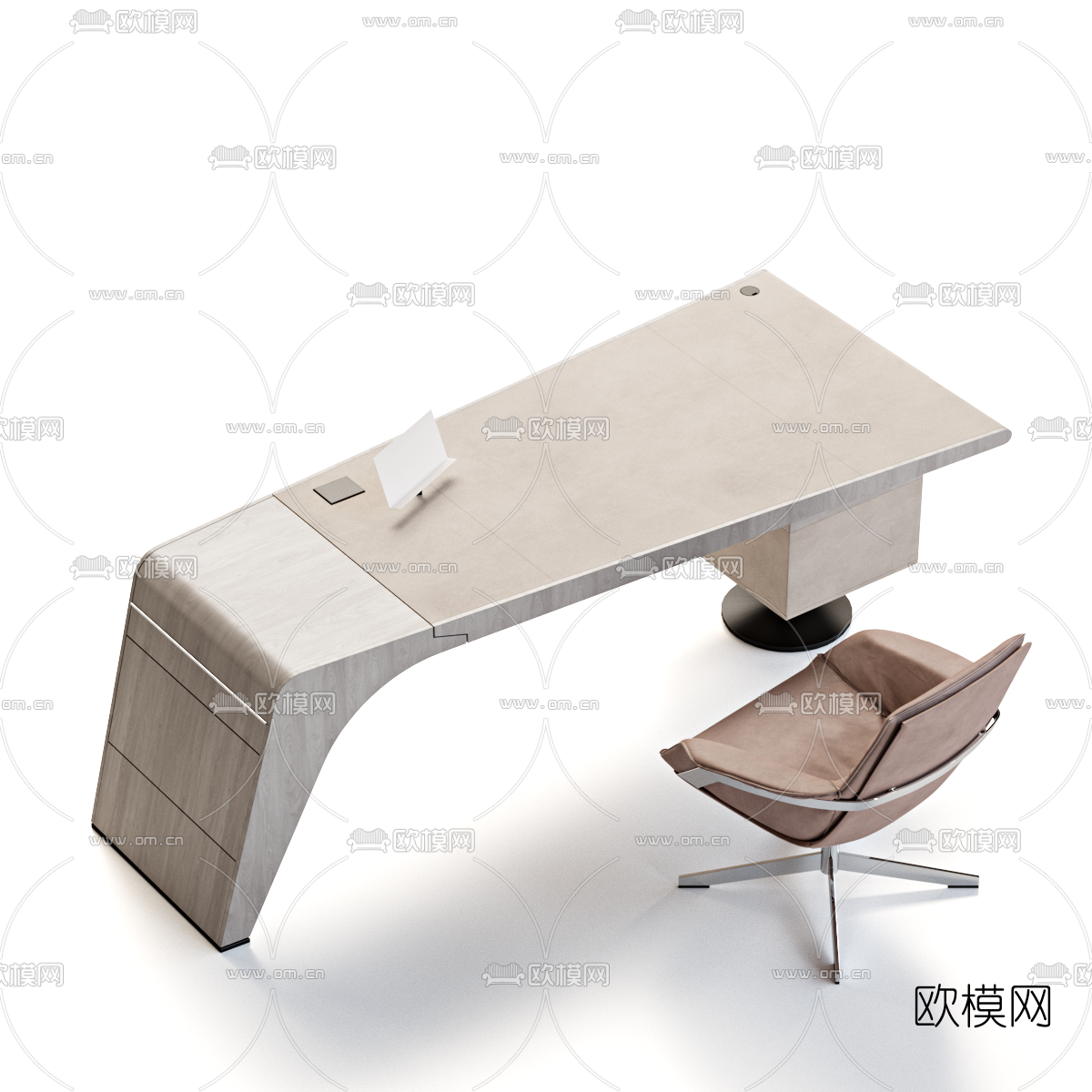 现代实木班台办公桌3d模型