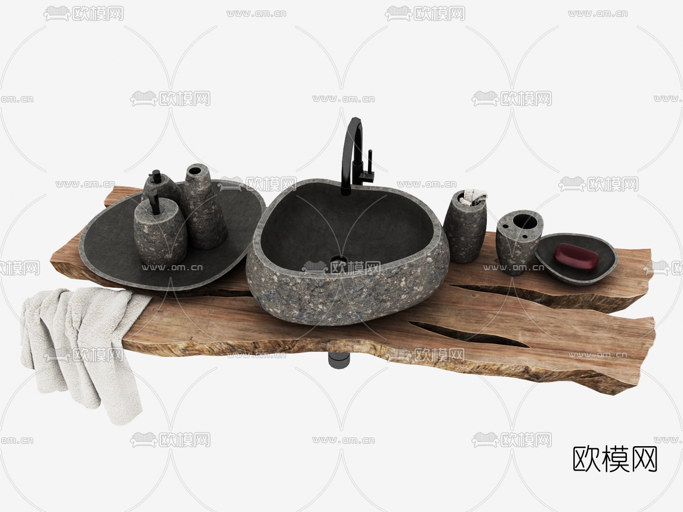 自然风原木洗手台3d模型下载