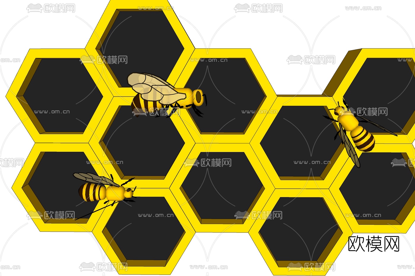 现代蜂巢蜜蜂免费su模型下载