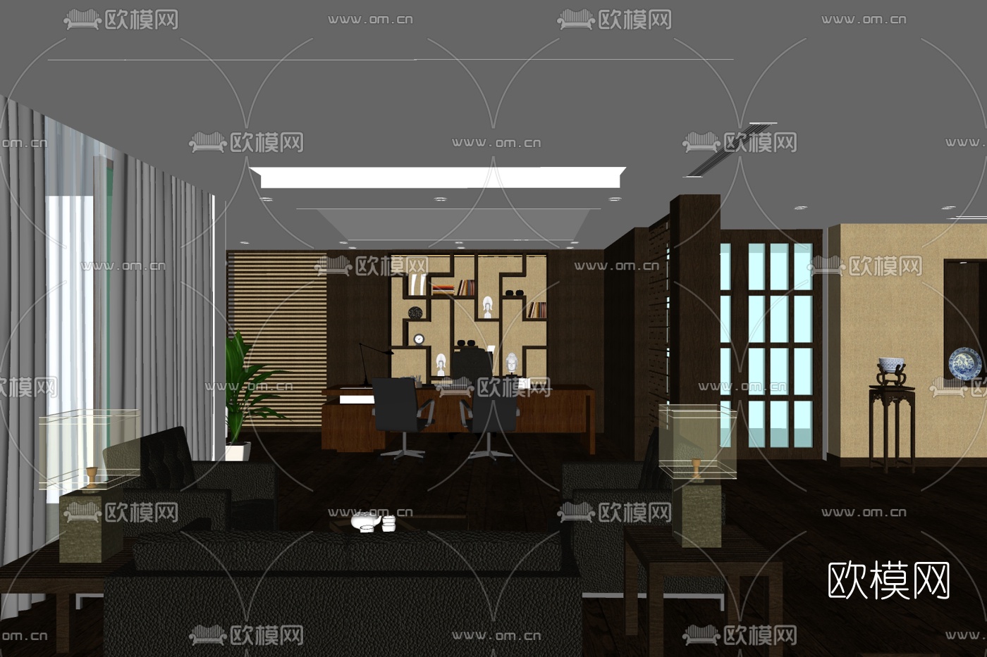 现代经理办公室免费su模型下载