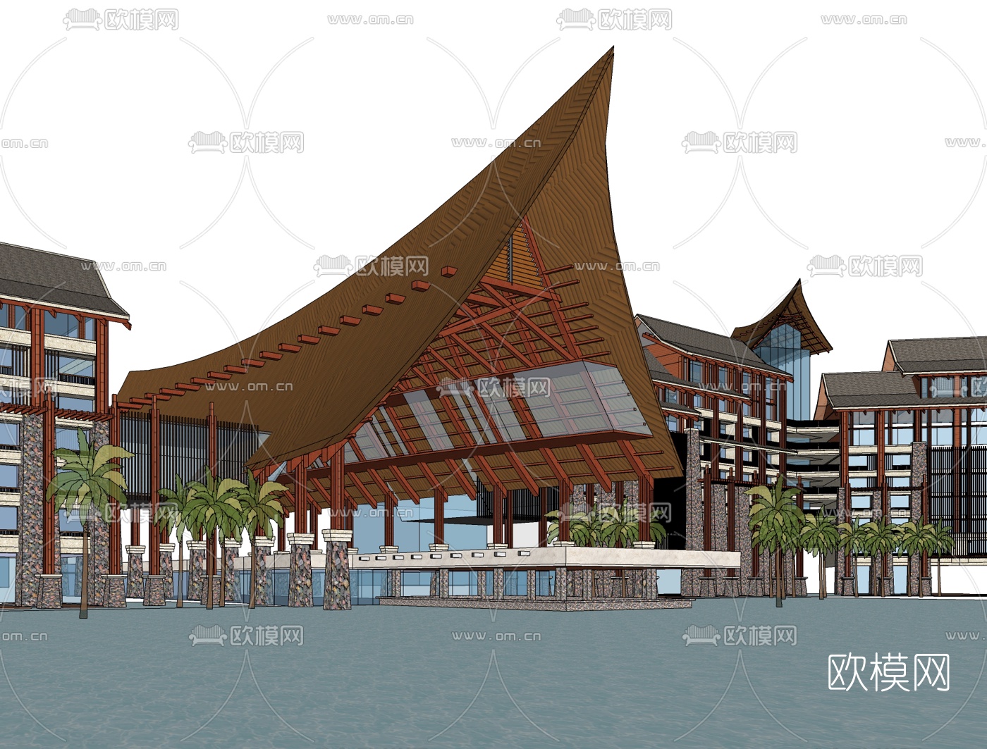 东南亚度假酒店免费su模型下载