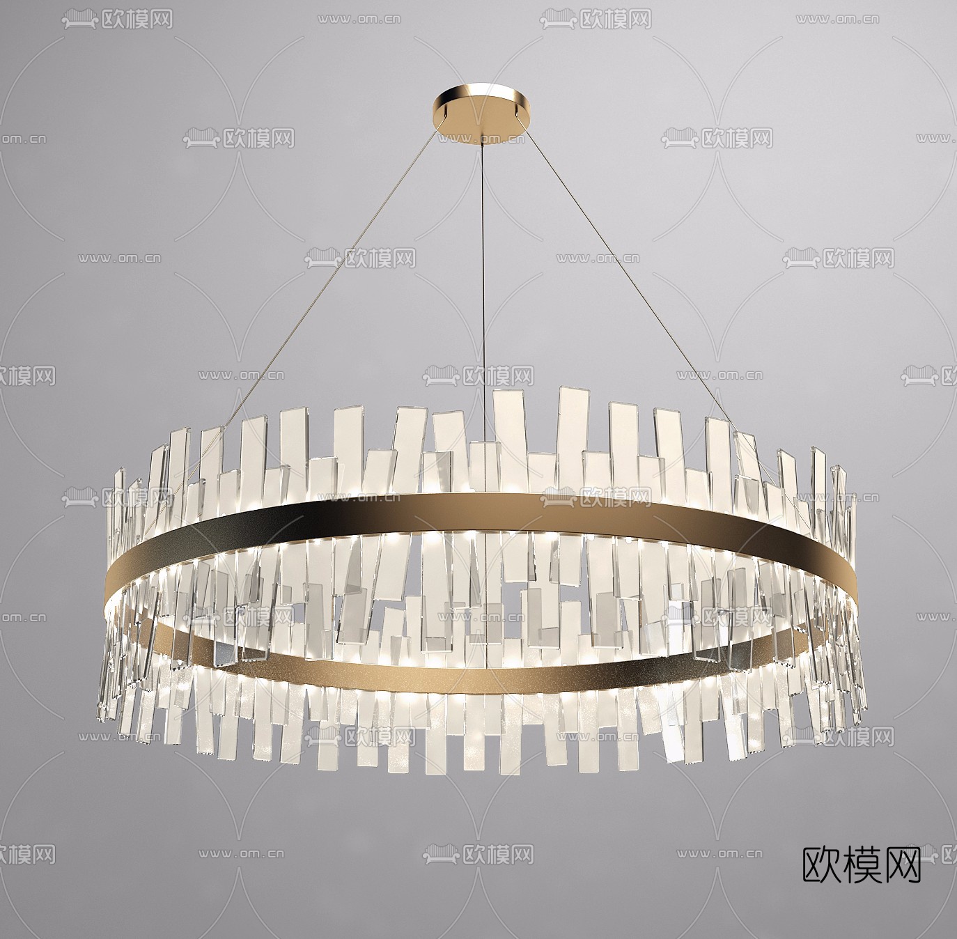 现代金属水晶吊灯3d模型下载