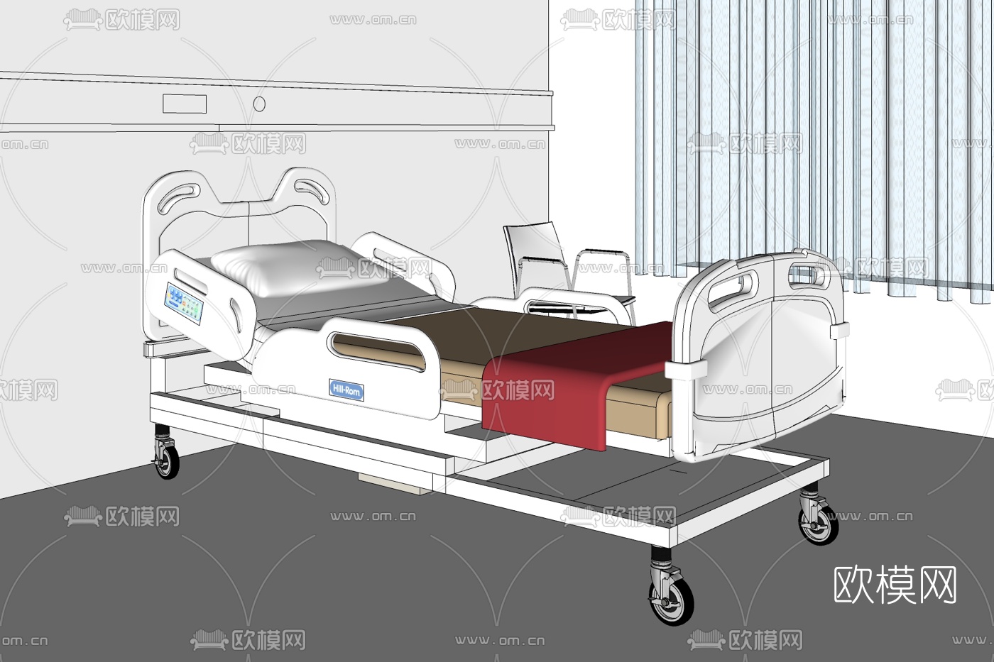 现代医疗床免费su模型下载