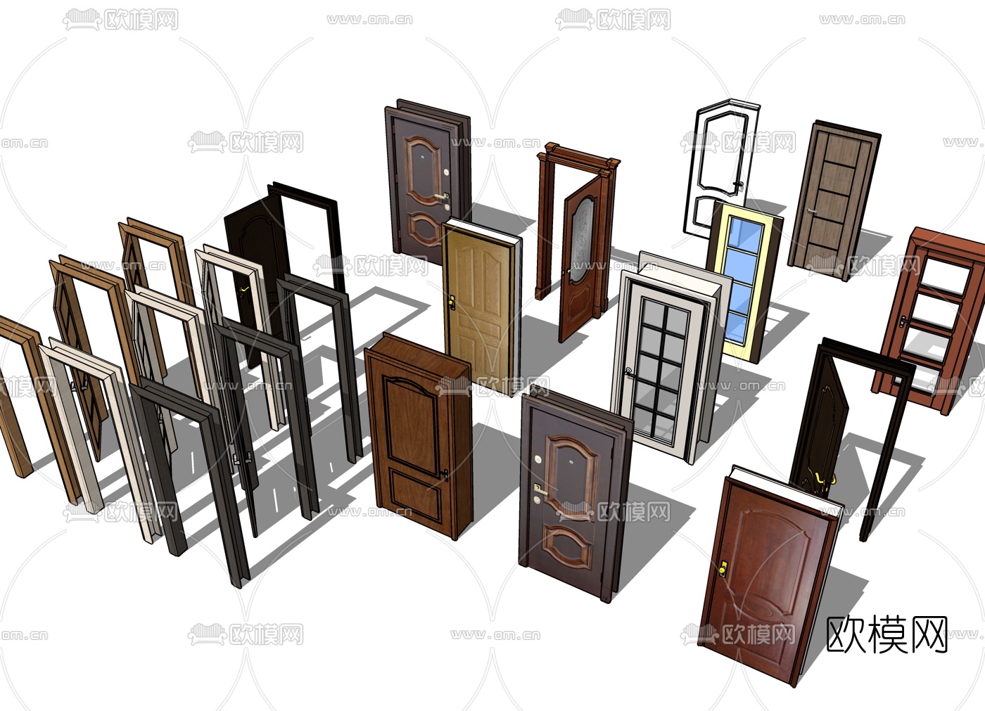 简欧房门单开门门框su模型