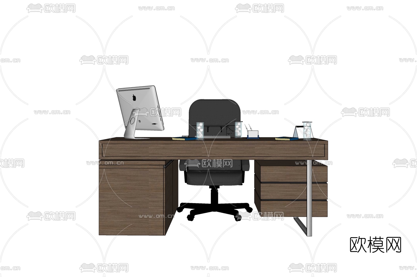 现代电脑桌su模型下载